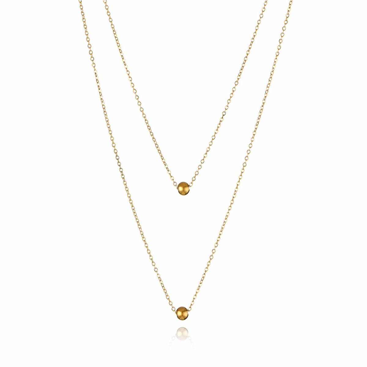 18K Gold-Plated Bead Layered Necklace