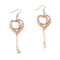 18K Rose Gold-Plated Moon Heart Star Drop Earrings