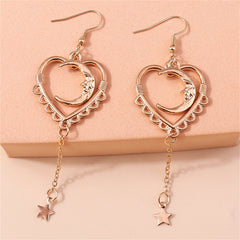 18K Rose Gold-Plated Moon Heart Star Drop Earrings