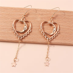 18K Rose Gold-Plated Moon Heart Star Drop Earrings