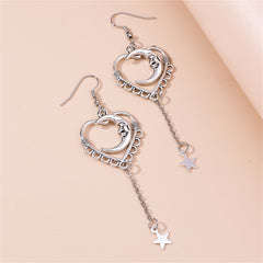 Silver-Plated Moon Heart Star Drop Earrings