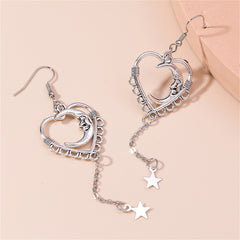 Silver-Plated Moon Heart Star Drop Earrings