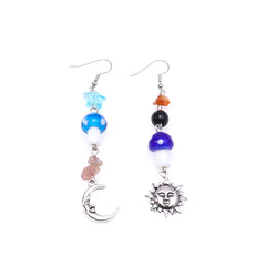 Blue Resin & Acrylic Silver-Plated Mushroom Celestial Drop Earrings