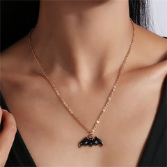 Black Enamel & 18K Gold-Plated Bat Pendant Necklace