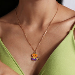 Orange Enamel & 18K Gold-Plated Pumpkin Pendant Necklace