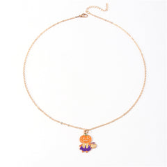 Orange Enamel & 18K Gold-Plated Pumpkin Pendant Necklace