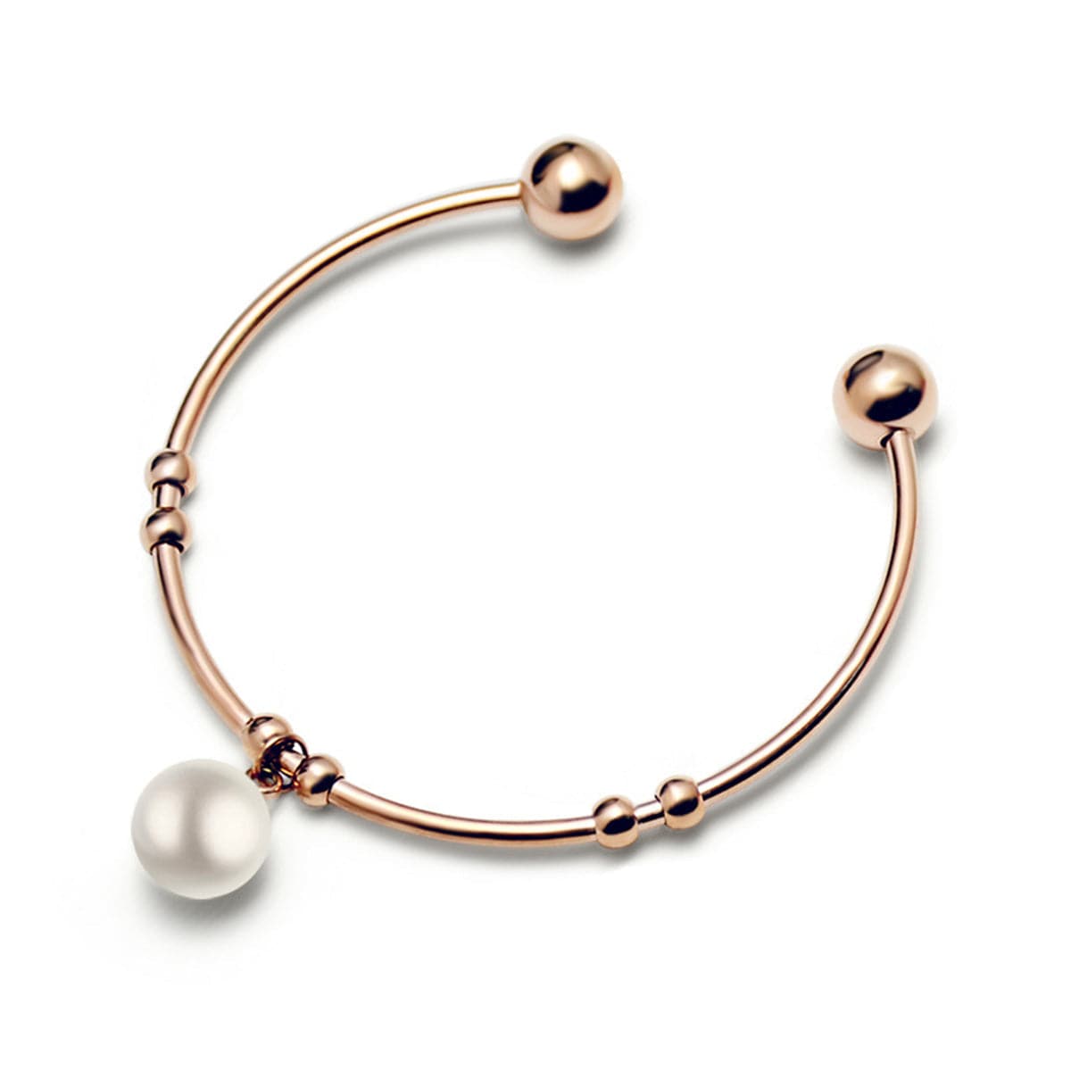 Pearl & 18K Rose Gold-Plated Bead-Accent Cuff