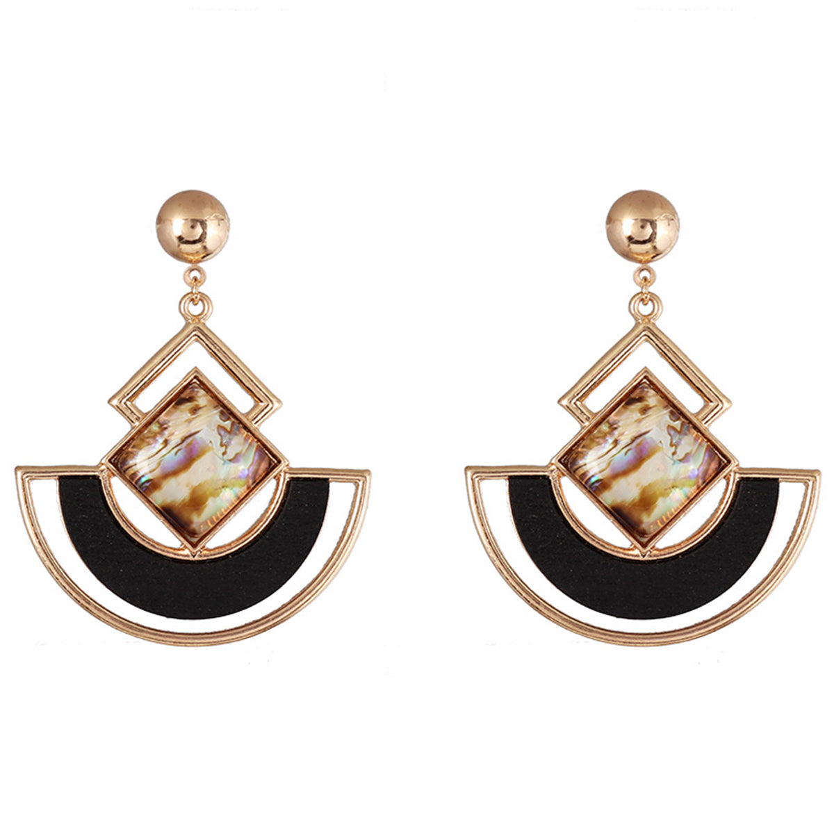 Abalone Shell & 18K Gold-Plated Square Fan Drop Earrings