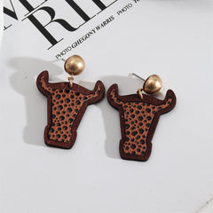 Camel Polystyrene & Wood Spot Cattle Drop Earrings