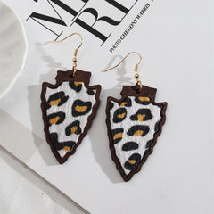 White Polystyrene & Wood 18K Gold-Plated Leopard Arrowhead Drop Earrings