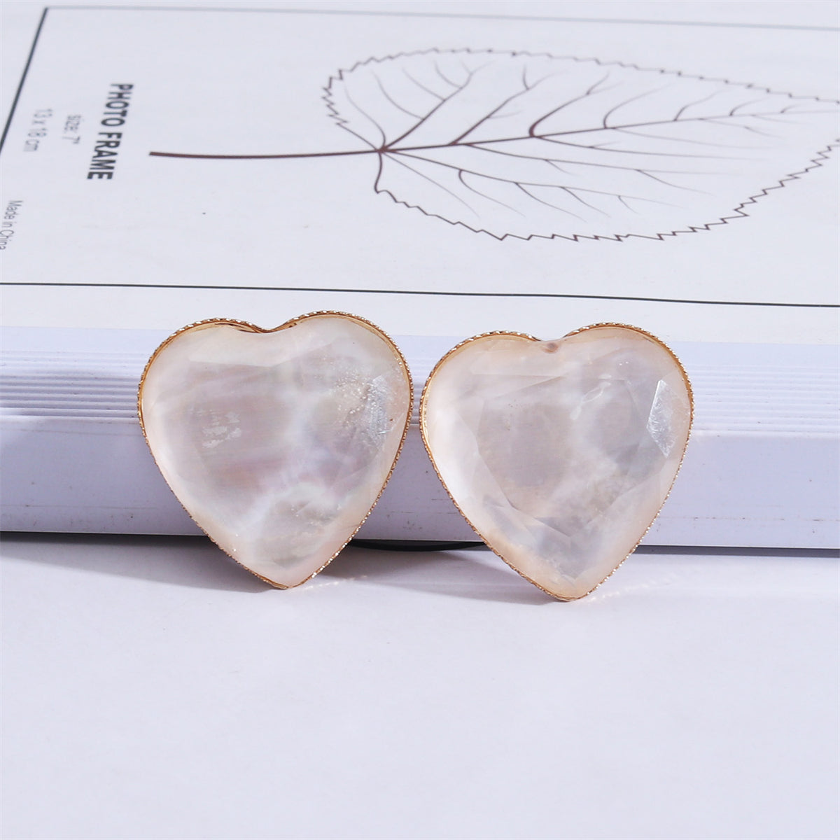 Pink Shell & 18K Gold-Plated Heart Stud Earrings