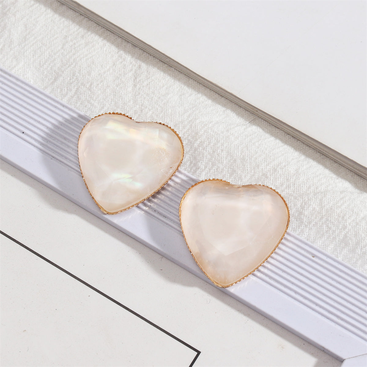 Pink Shell & 18K Gold-Plated Heart Stud Earrings