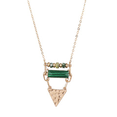 Malachite & Quartz 18K Gold-Plated Triangle Pendant Necklace