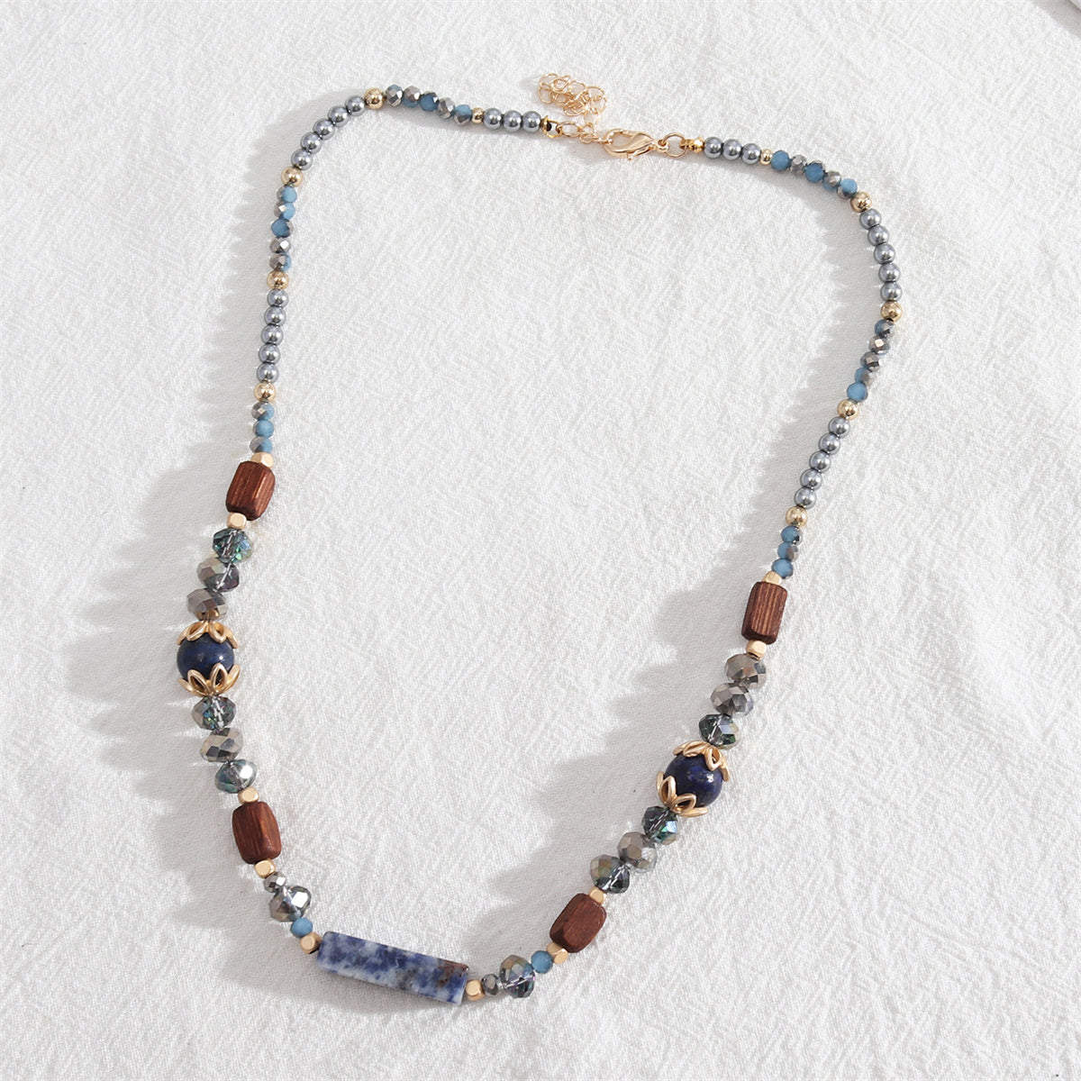 Blue & Brown Bead Necklace