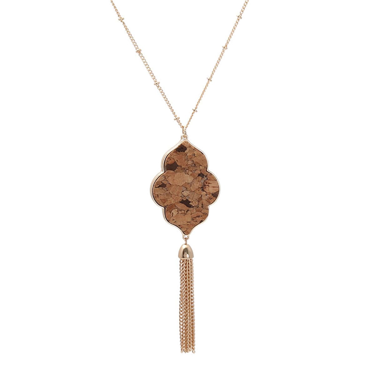 Brown Polyurethane & 18K Gold-Plated Flower Tassel Pendant Necklace