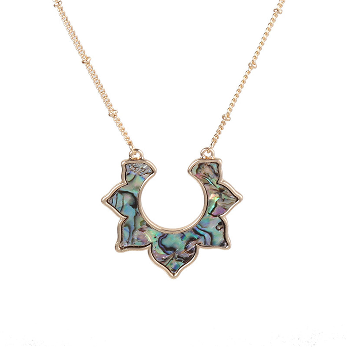 Abalone Shell & 18K Gold-Plated Sunflower Pendant Necklace