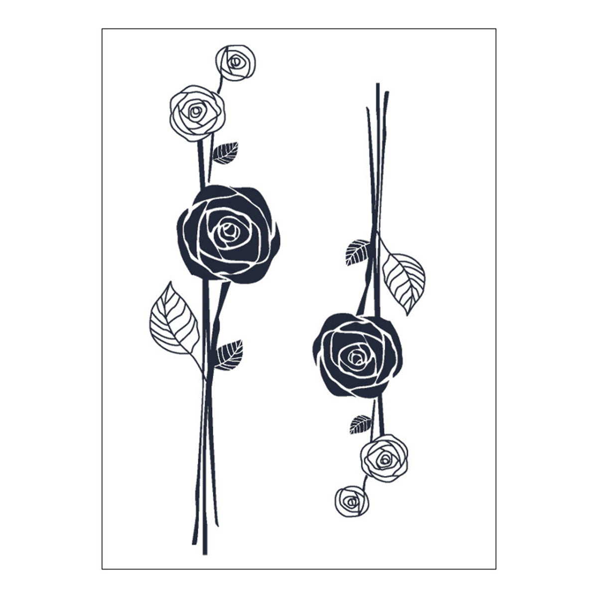 Black Rose Temporary Tattoo Set - 5 Pcs