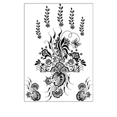 Black Lace Botanical Temporary Tattoo Sheet - 5 Pcs