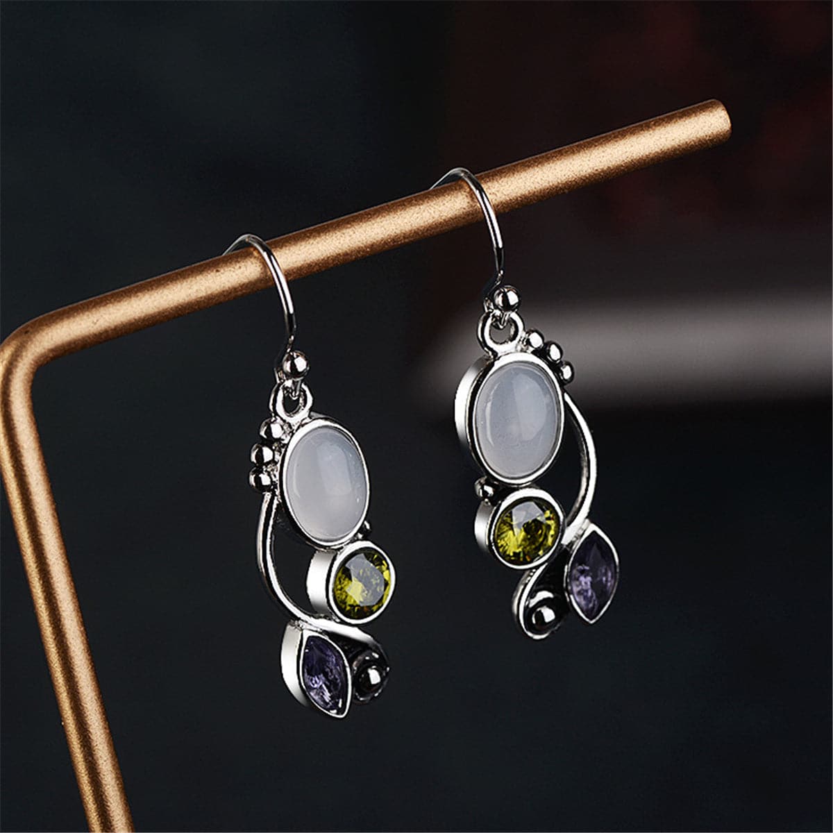 Opal & Crystal Vine Drop Earrings - streetregion