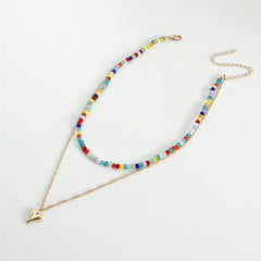 Multicolor Acrylic & 18K Gold-Plated Heart Beaded Pendant Layered Necklace