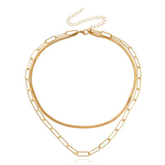 18K Gold-Plated Herringbone Chain Layered Necklace