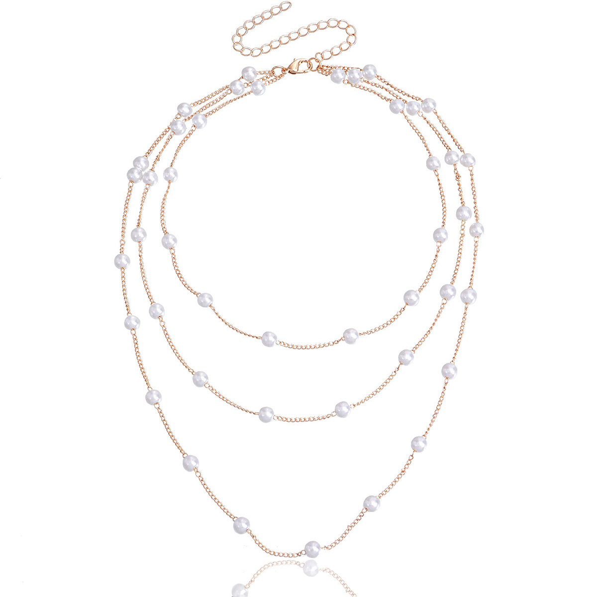 Pearl & 18K Gold-Plated Layered Station Necklace