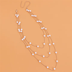 Pearl & 18K Gold-Plated Layered Station Necklace