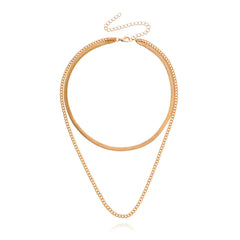 18K Gold-Plated Layered Snake & Curb Chain Necklace