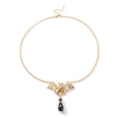 Black Acrylic & 18K Gold-Plated Bat Pendant Necklace