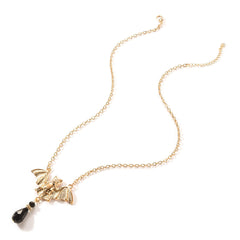 Black Acrylic & 18K Gold-Plated Bat Pendant Necklace