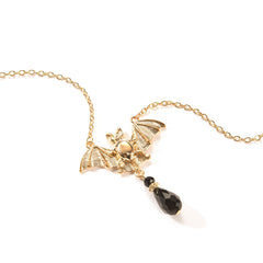 Black Acrylic & 18K Gold-Plated Bat Pendant Necklace