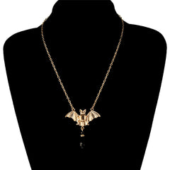 Black Acrylic & 18K Gold-Plated Bat Pendant Necklace