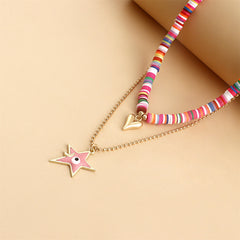 Pink Enamel & 18K Gold-Plated Heart & Star Pendant Necklace Set