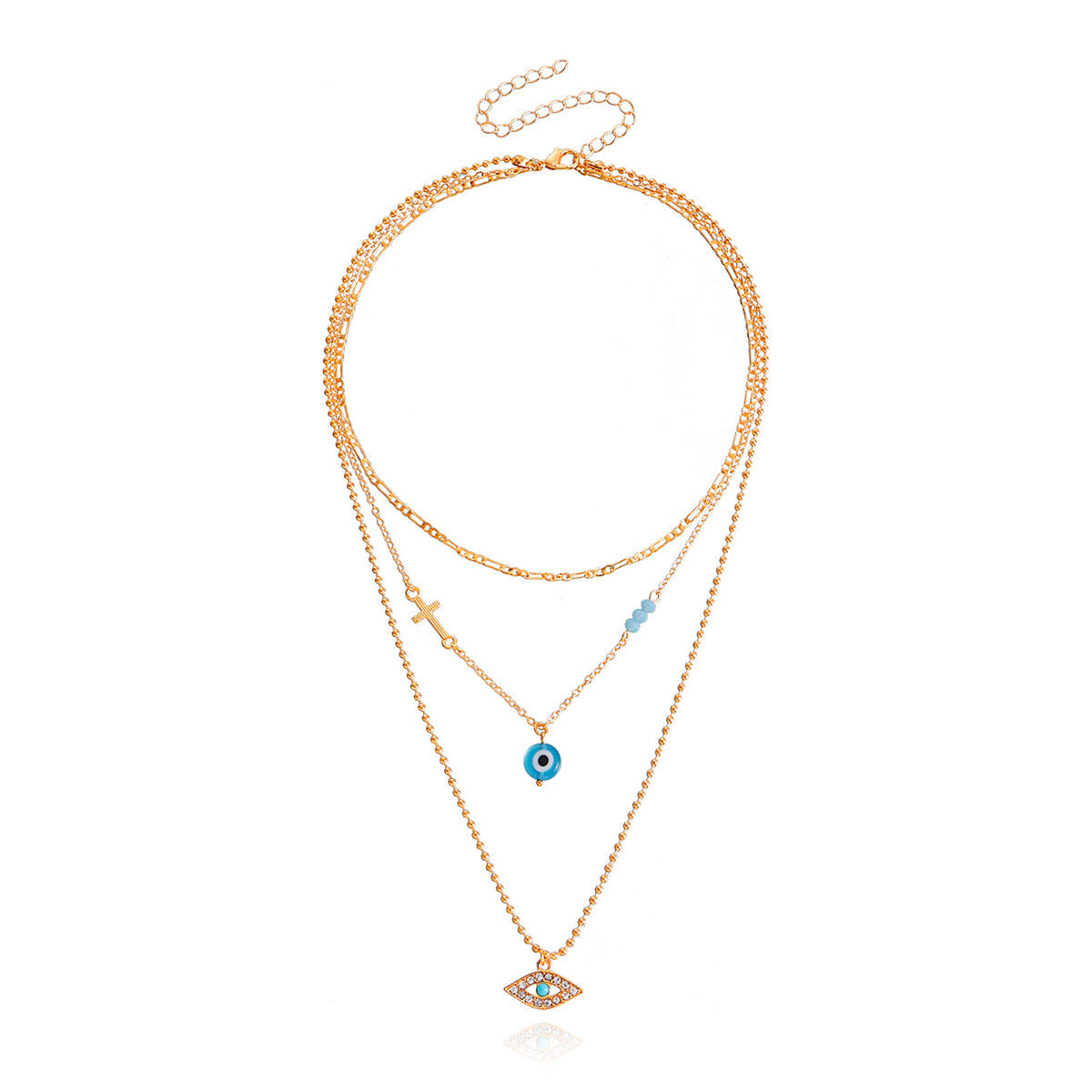 Turquoise & Cubic Zirconia 18K Gold-Plated Evil Eye Pendant Necklace