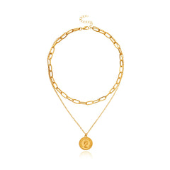 18K Gold-Plated 'Queen Elizabeth' Coin Layered Pendant Necklace