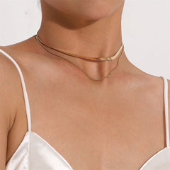 18K Gold-Plated Snake Chain & Bead Chain Layered Necklace