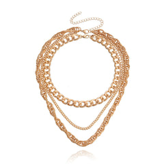 18K Gold-Plated Curb & Twine Chain Layered Necklace Set