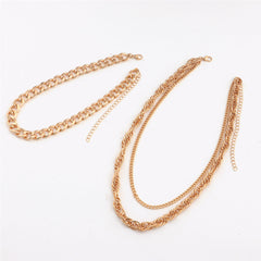 18K Gold-Plated Curb & Twine Chain Layered Necklace Set