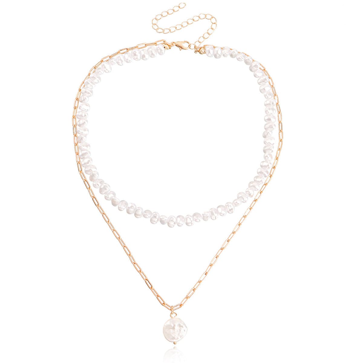 Pearl & 18K Gold-Plated Layered Pendant Necklace