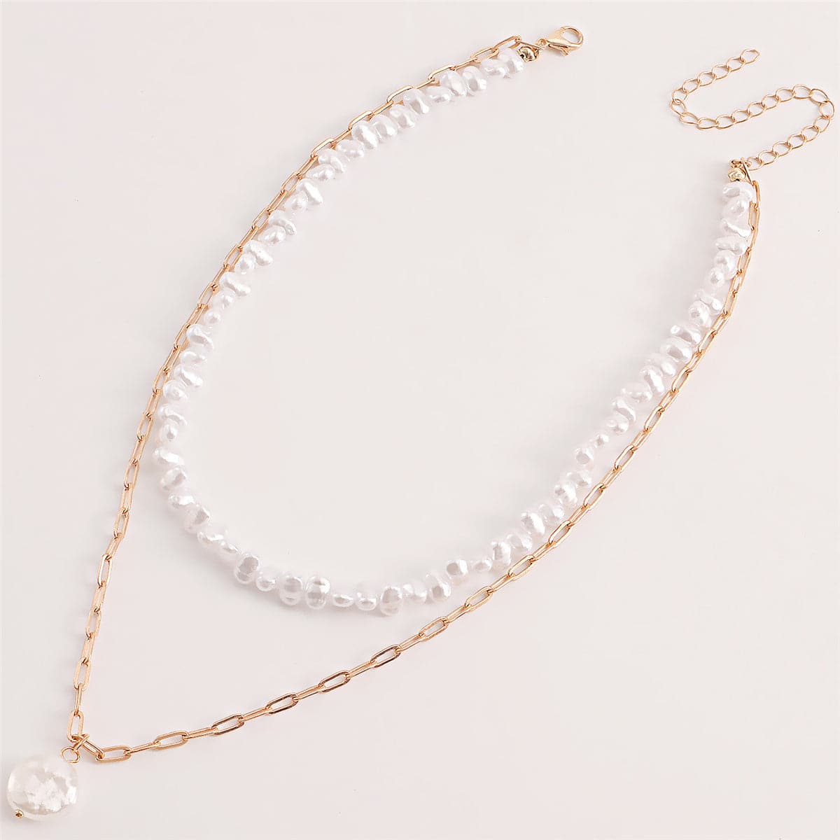 Pearl & 18K Gold-Plated Layered Pendant Necklace