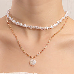 Pearl & 18K Gold-Plated Layered Pendant Necklace