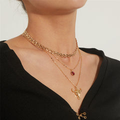 Crystal & 18K Gold-Plated Cattle Layered Pendant Necklace Set