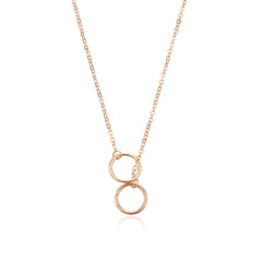 Exquisite rose gold necklace with two circles, made from 18K gold plating, a must-have for stylish jewelry lovers.