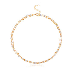 Acrylic & 18K Gold-Plated Layered Collar Necklace