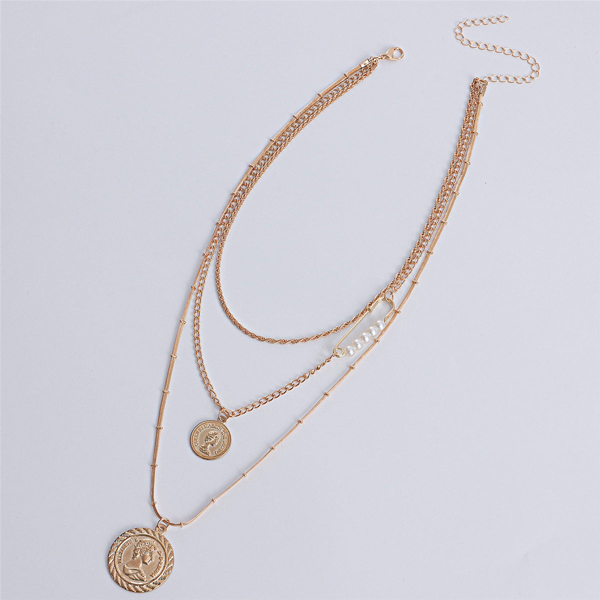 Pearl & 18K Gold-Plated Coin Pendant Layered Necklace