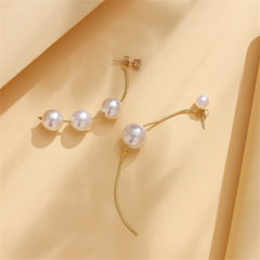 Cubic Zirconia & Pearl Mismatching Tassel Dangle Earring