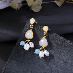 Cat's Eye & Pearl 18K Gold-Plated Drop Earrings