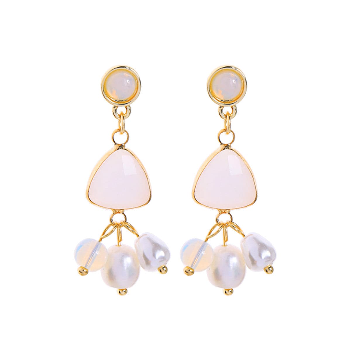 Cat's Eye & Pearl 18K Gold-Plated Drop Earrings