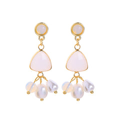 Cat's Eye & Pearl 18K Gold-Plated Drop Earrings