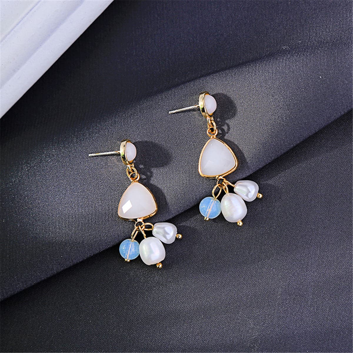 Cat's Eye & Pearl 18K Gold-Plated Drop Earrings